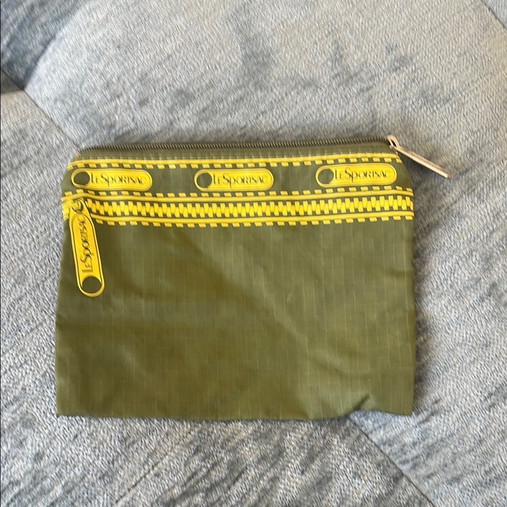 LeSportsac Olive and Yellow Zip Pouch